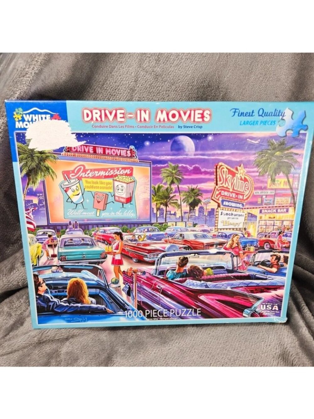 White Mountain Puzzle 1000 piece Drive-in Movie retro nostalgic missing 1 pc